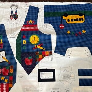 DIY Vintage Cranston School Vest Fabric with School Bus Design. 5 panels